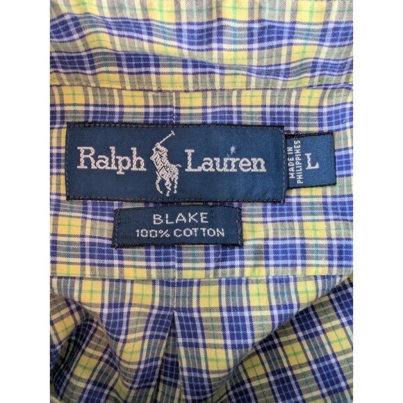 Ralph Lauren Bottom Down Blake Yellow & Blue Plaid Men's Size Large Classic - Picture 7 of 8